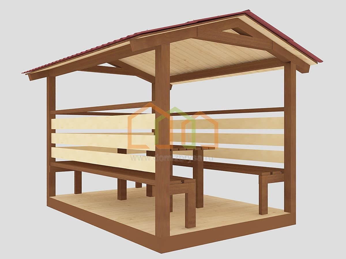 Беседка летняя 2х3 Площадь:6 м² Каркас 40х50 мм. под ключ в Новороссийске